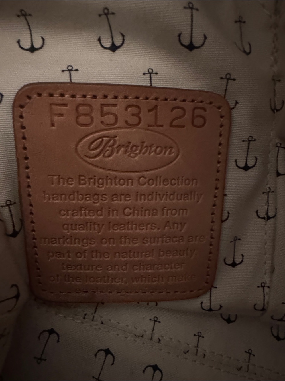 Brighton Navy and Cream Striped Canvas Tote with Tan Leather Accents - Picture 7 of 11